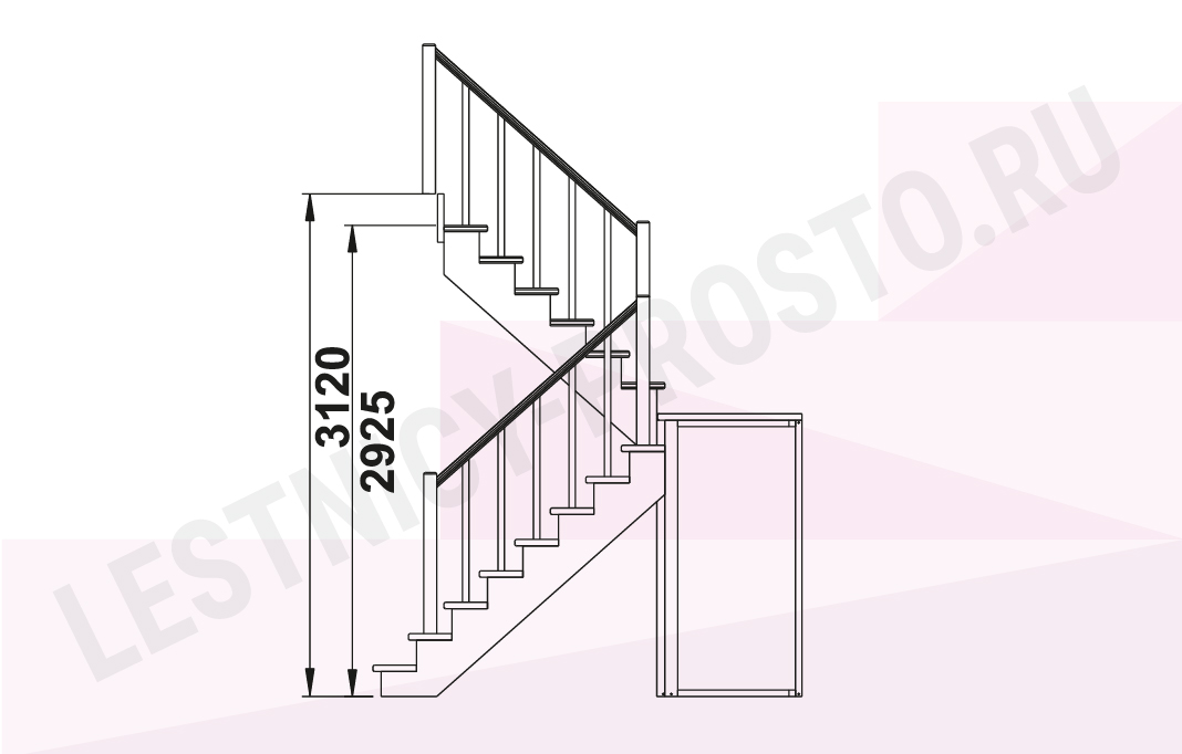 Конструктивные особенности лестницы на 180°